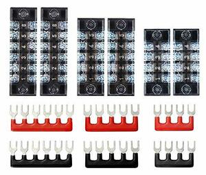 固定端子台 組端子台 600V 15A 2列型 極数4 極数5 極数6 2色絶縁圧着端子セット付属