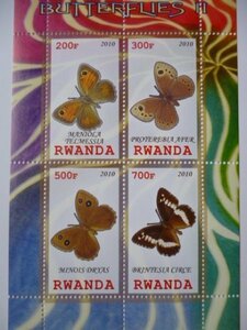 ルワンダ切手『蝶』4枚シート 未使用 2010