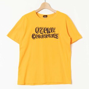 OZONE COMMUNITY トップス オゾンコミュニティー 半袖Tシャツ オレンジ系 フロッキープリント カジュアル ロゴ コットン100% 夏物 M 日本製