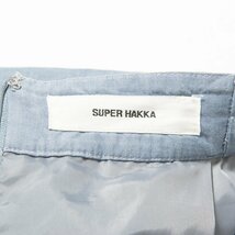 SUPER HAKKA スーパーハッカ タックフレアパンツ 七分丈 脇ゴム 裏付き 綿100％ ナチュラル カジュアル 大人かわいい 青系 ブルー 無地_画像5