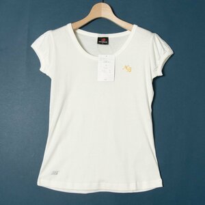 メール便◯ new balance ニューバランス キャップスリーブラウンドネックカットソー Tシャツ 綿100％ カジュアル オフ白 L