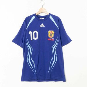 メール便○ adidas アディダス 日本代表 サッカー ドイツW杯 ユニフォームTシャツ 半袖 トップス Lサイズ 綿100% コットン ブルー 青