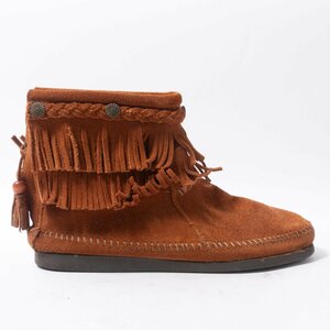 Minnetonka ミネトンカ モカシン ハイトップバックジップブーツ 靴 シューズ ショートブーツ 292DF 8 スエード ブラウン 茶色 秋冬