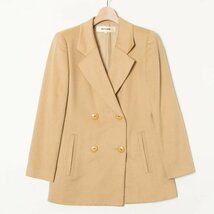 pierre cardin ピエールカルダン ダブルジャケット ショートコート 肩パッド ウール100％ クラシカル 上品 キャメル 黄土色 11 ラピーヌ_画像1