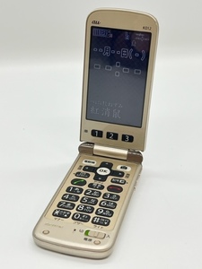 S2271【au】KYOCERA CDMA K012 かんたんケータイ 京セラ 携帯電話 ガラケー 二つ折り ゴールド 水没反応なし 通電OK 初期化済 ■