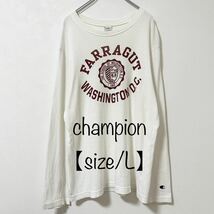 Champion/チャンピオン★長袖Tシャツ/ロンT★オフホワイト×ボルドー/バーガンディ/ワインレッド系★L_画像1