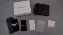 150-Ky10679-60k エンポリオアルマーニ 二つ折り財布 メンズ EMPORIO ARMANI BK ブラック WALLET WITH COIN PURSE_画像1