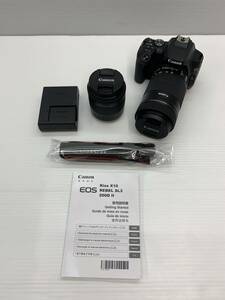 105-KE1147-100: Canon キャノン Kiss X10 デジタル一眼レフカメラ バッテリー アダプタ 18‐55mm 55-250ｍｍレンズセット 動作確認済