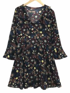 COMPTOIR DES COTONNIERS コントワーデコトニエ 花柄 ワンピース size7/ネイビー ◇■ ☆ dia4 レディース