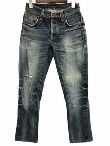 Nudie Jeans ヌーディージーンズ ダメージ加工 デニムパンツ sizeW27L32/ブルー ■■ ☆ dib1 レディース