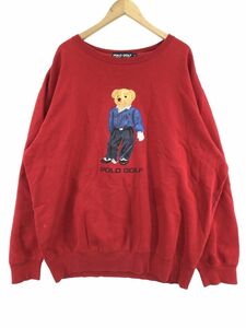 POLO GOLF RALPH LAUREN ポロ ゴルフ ラルフローレン プリント スウェット sizeXL/赤 ◇■◎ ☆ dib9 メンズ