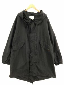 ALPHA INDUSTRIES アルファインダストリーズ ロング ナイロン ジャケット sizeM/ブラック ◇■ ☆ dib9 メンズ