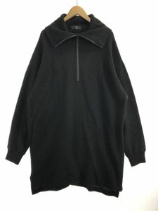 Y’ｓ ワイズ 綿混 ハーフジップ ワンピース size１/黒 ◆■◎ ☆ dib9 レディース