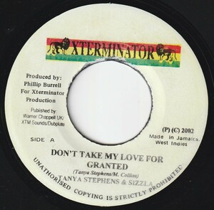 JA盤7&#34;EP★Tanya Stephens & Sizzla★Don't Take My Love For Granted / Guitar Mix★2002年★Xterminator★超音波洗浄済★試聴可能