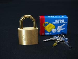 アルファ 南京錠 1個 1000-40 ALPHA 真鍮パッドロック 鍵 防犯 セキュリティ