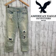 AMERICAN EAGLE★アメリカンイーグル★スキニー デニムパンツ ダメージ★サイズUS8　12-365_画像1