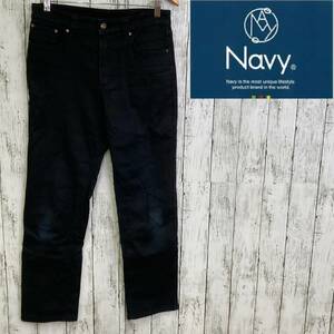 NAVY JEANS★ネイビー★暖か裏フリースパンツ レギュラーストレート★サイズ28　12-382