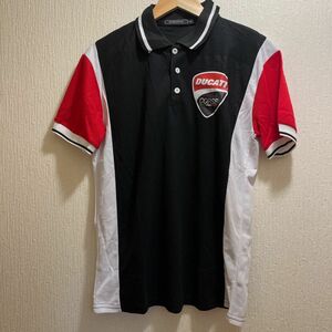 新品★3色★ブラック&ホワイト&レッド地★DUCATICORSE★ポロシャツ★ゴルフウェア★ユニセックス★L★特別価格