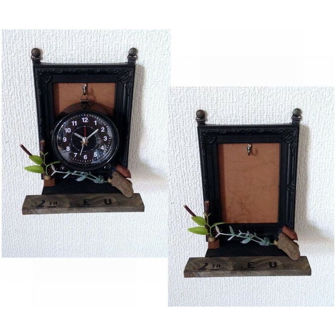Handgefertigt ◆ Einzigartig ◆ 2-Wege abnehmbare Uhr mit Zubehörhalter Wand- & Tischuhr, Handgefertigte Artikel, Innere, Verschiedene Waren, Andere
