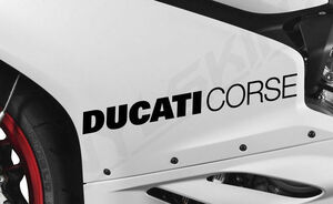 送料無料 DUCATI CORSE Motorbike Decal Sticker ドゥカティ ステッカー シール デカール バイク 365mm x 38mm ブラック 2枚セット