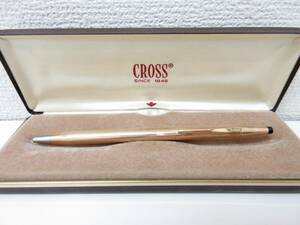 極美品□CROSS クロス K14メッキ ボールペン ゴールド 黒インク 箱 布袋付き 管理1809