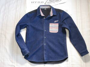 中古 HYOD WIND BLOCK WARM CHAMBRAY SHIRTS BORDER Mサイズ 日本製 made in japan ヒョウドウ ウインドブロック シャンブレ ネルシャツ