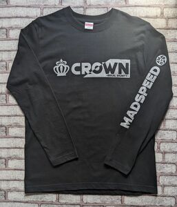 【MADSPEED】趣味Ｔシャツ 長袖 ブラックxシルバーラメ クラウン クラウンクロスオーバー crown 王冠 ロンＴ 新品