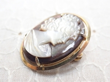 L480　ヴィンテージ ブローチ シェル カメオ 女性像デザイン ミニサイズ 黒蝶貝 アクセサリー Vintage brooch cameo_画像2