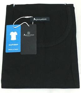 Aquascutum　冷んやりTシャツ 日本製 綿100　L　ブラック　アクアスキュータム レナウン 定価3.740円