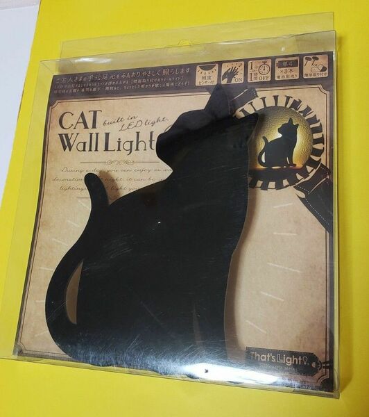 新品 未使用 キャット 黒猫 ウォールライト 電池 間接照明 ライト インテリア 人気 プレゼント 猫 可愛い