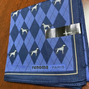 renoma レノマ　メンズハンカチ　総犬柄　48㎝四方　PARIS 保管品未使用