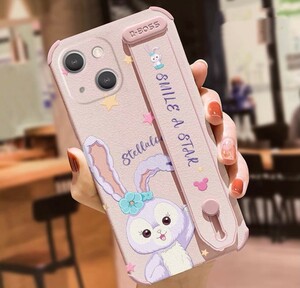 新品　iPhone 13 ケース　 ステラ・ルー　　うさぎ　ピンク　レザー 落下防止ストラップ付き フィルム付き