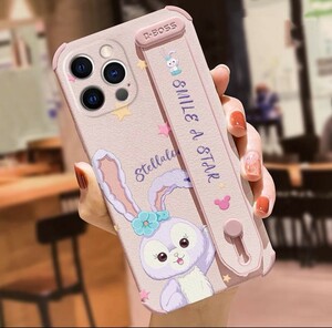 新品　iPhone 13pro ケース　 ステラ・ルー　　うさぎ　ピンク　レザー 落下防止ストラップ付き フィルム付き スマホケース