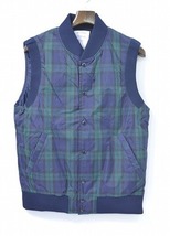 Mr.GENTLEMAN ミスタージェントルマン NYLON STADIUM JUMPER VEST ナイロンスタジャン 中綿入りベスト XL BLACKWATCH スタジアムジャンパー_画像1