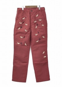 Nothing Special ナッシングスペシャル Music Embroid Pants ミュージックエンブロイドパンツ S WINE ワインレッド 音楽 音符 楽器 刺繍