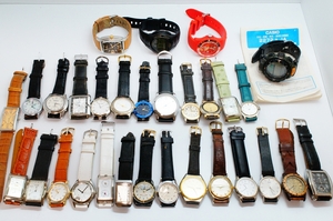 I53●美品含む 30点セット メンズ腕時計 革 レザーベルト SEIKO/CITIZEN/CASIO/FOSSIL/TIMEX/ice watch 他 大量まとめ クォーツ