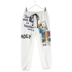 RRR123 RIVINGTON roi Rebis リヴィントンロイレビス BAPTISM SWEAT PANTS ヴィンテージ加工プリントスウェットロングパンツ グレー