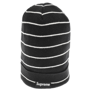 SUPREME シュプリーム Striped Beanie Box Logo ストライプボックスロゴニット帽 ニットキャップ ブラック