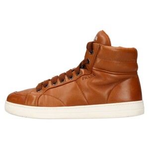 PRADA プラダ HIGH-TOP TRAINERS SHOES 4T2596 ハイトップ トレーナー ハイカットスニーカー レザー ブラウン