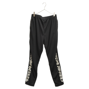 CHROME HEARTS クロムハーツ TRACK PANTS/トラックパンツ サイドクロスボールレザー切替トラックロングパンツ ブラック/ホワイト