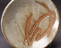 陶器製 大鉢 大皿 薄茶色系 和食器 直径22㎝ 高さ4㎝ 775g 中古 KA-7078_画像2