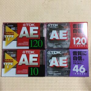 TDK AE 120x2.46.10. ノーマルポジション カセットテープ4本セット【未開封新品】■■の画像1