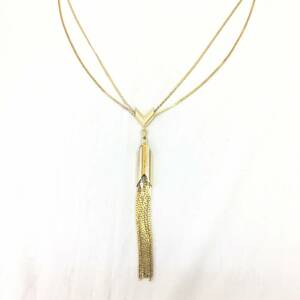[ колье ] retro современный цепь античный подвеска 2 полосный Gold цвет 