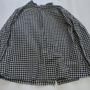 長袖シャツ　ブロックチェック　バックボタン　2way Cotton100%