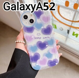 Galaxy A52 ケース ハート柄　ウェーブフレーム　クリアケース　匿名配送