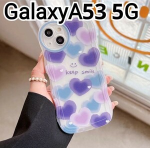 GalaxyA53 ケース ハート柄　ウェーブフレーム　クリアケース　匿名配送