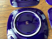 ● 香蘭社 菊 紫紺色 銘々皿 4客 小皿 菓子皿●未使用_画像4