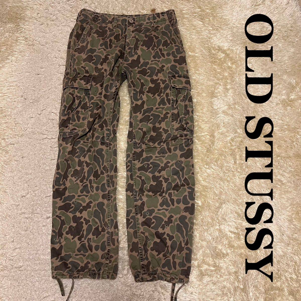 OLD STUSSY カーゴパンツ 迷彩 カモフラ ドクロ y2k 30-