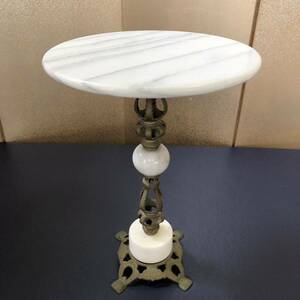 【P】大理石 サイドテーブル 丸テーブル 丸型 飾り台 花台（230831D）