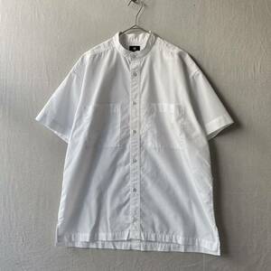 80s im ISSEY MIYAKE バンドカラー シャツ / M コットン ホワイト ボックス 半袖 ビンテージ 90s T3-08102-1935